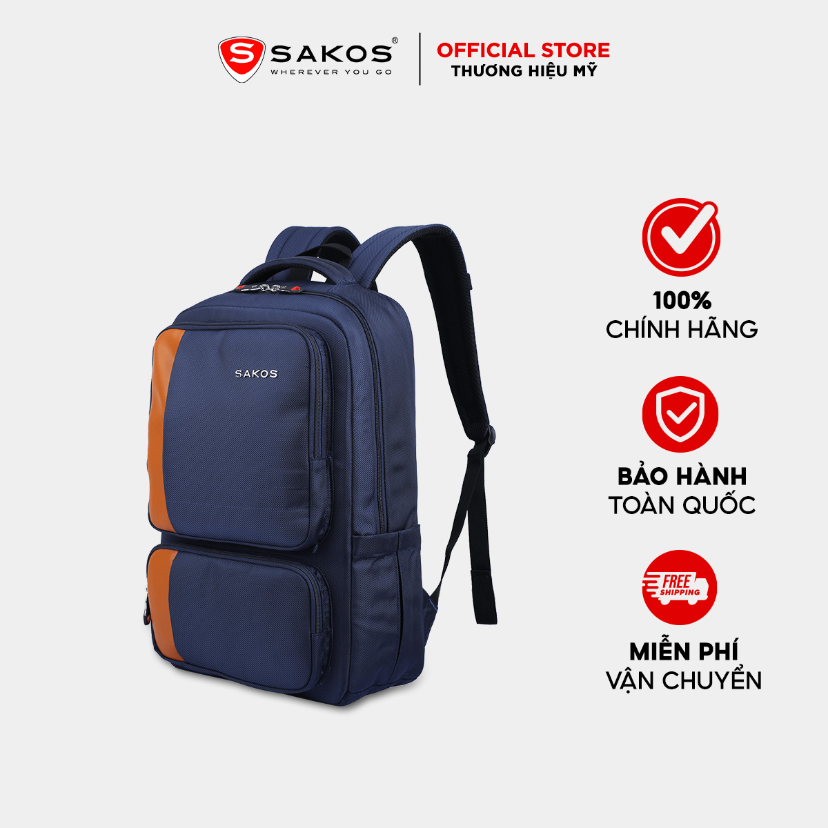 Sakos Hero 15.6 Inch Laptop Backpack Is Separate, Has a Shockproof Layer, Soft and Breathable Straps, Suitable for Wearing All Day.