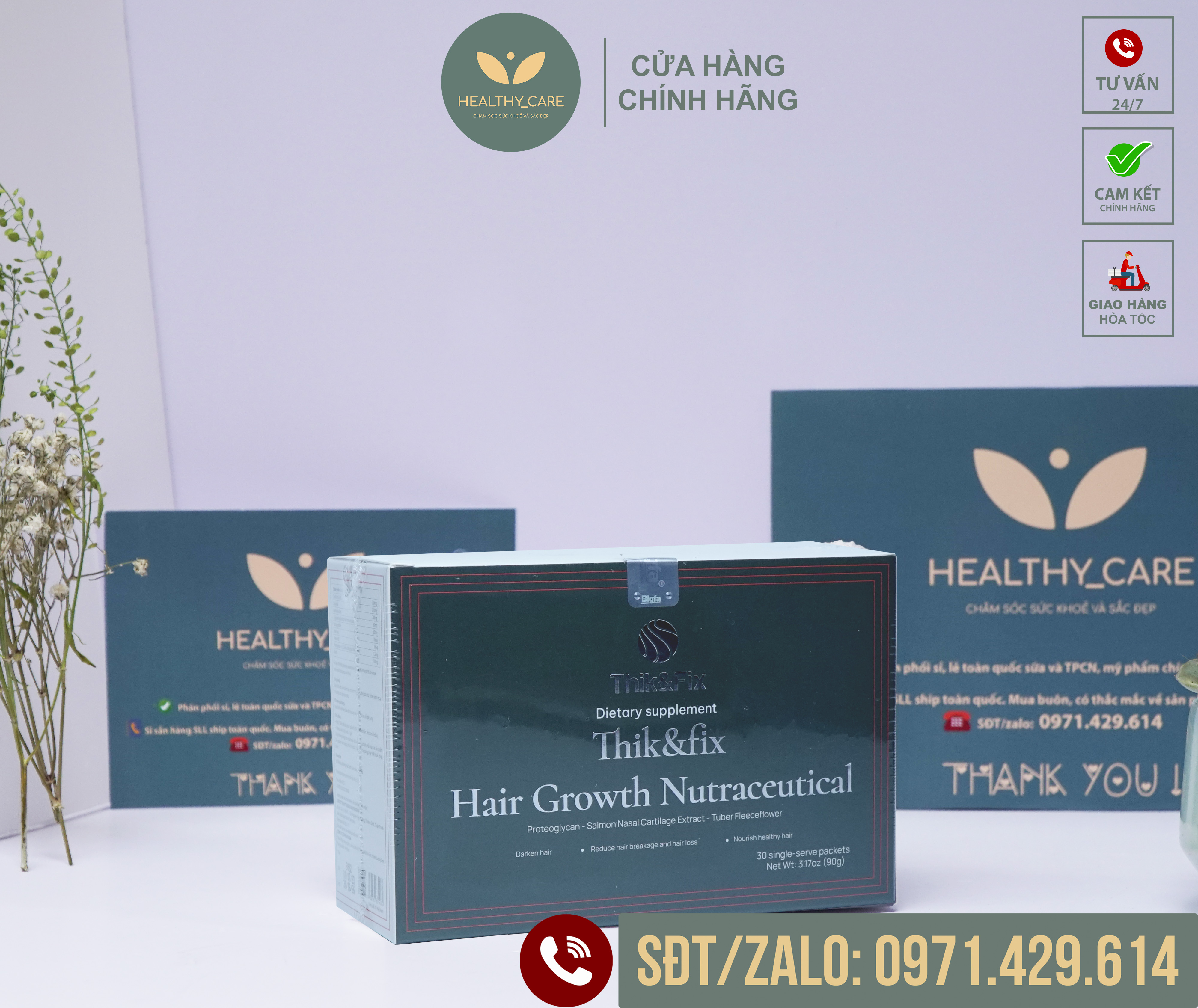 ✅ Combo 3 Hộp Cốm Uống Thik&Fix 👍 [CHÍNH HÃNG] ❤️ (H/30gói) - Bổ huyết, giảm rụng tóc, dưỡng tóc chắc khỏe