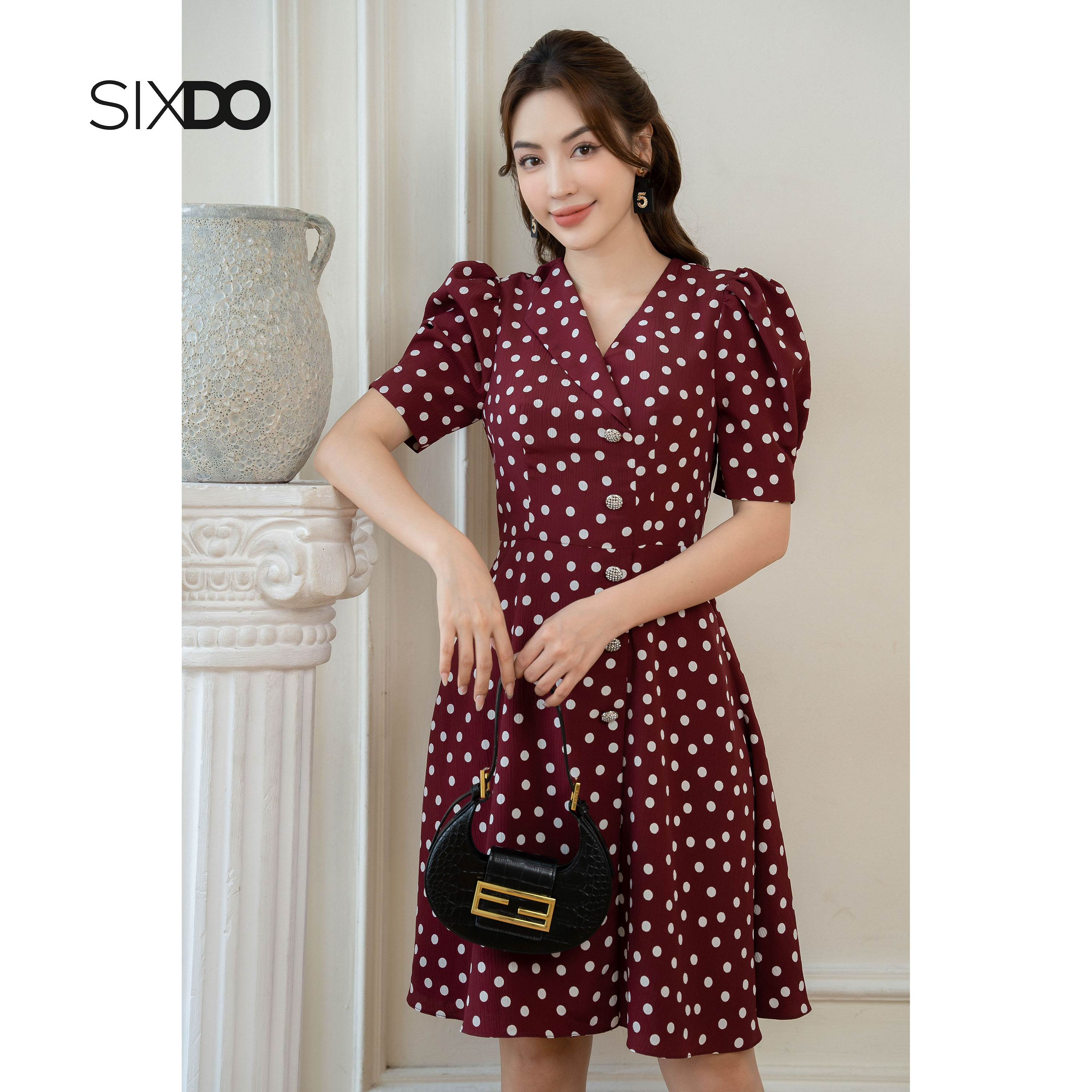 Đầm dệt thoi ngắn tay SIXDO (Mini Woven Dress)