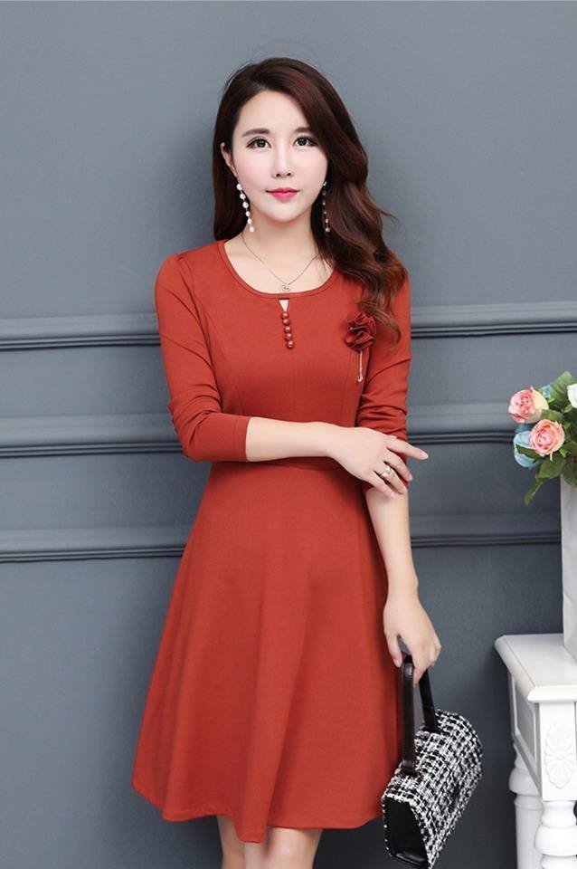 Đầm Xòe Nữ Phong Cách Trẻ Trung, Chất Liệu Lụa Tơ Tằm