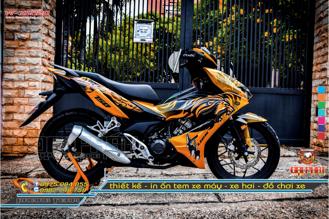 Tem Trùm Winner X 150 Thiết Kế Cam Đen