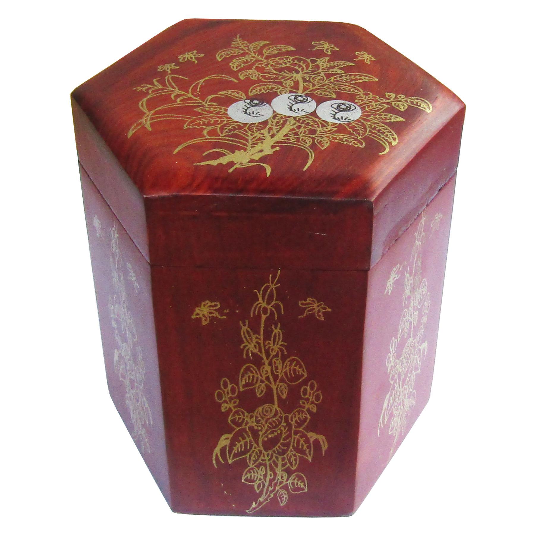 Hộp Trà Gỗ Hương In Hoa Cao Cấp