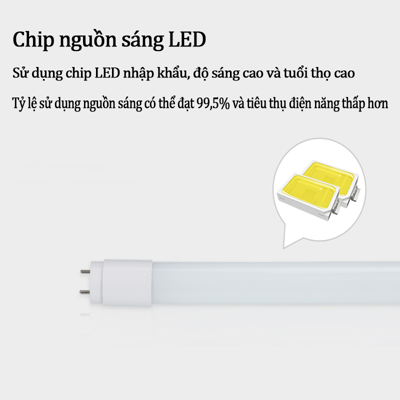 Bóng Đèn Led Tuýp 60cm 1m2 (1.2m)  Cao Cấp Sáng Trắng (đặt hàng từ 3 bóng)