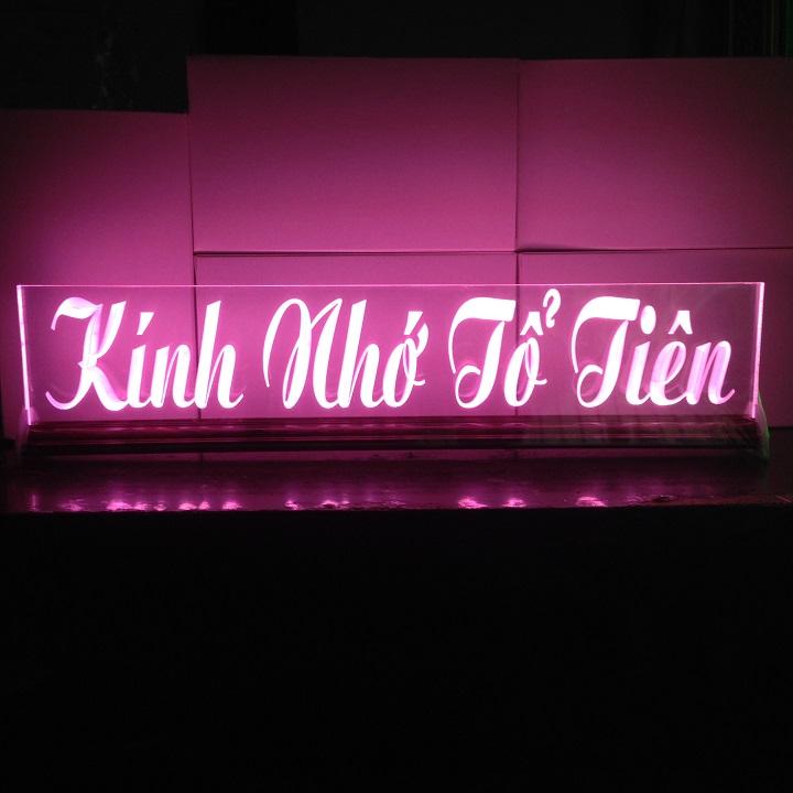 Tranh điện -  đèn led đổi màu - KÍNH NHỚ TỔ TIÊN - cao 9cm x dài 30cm