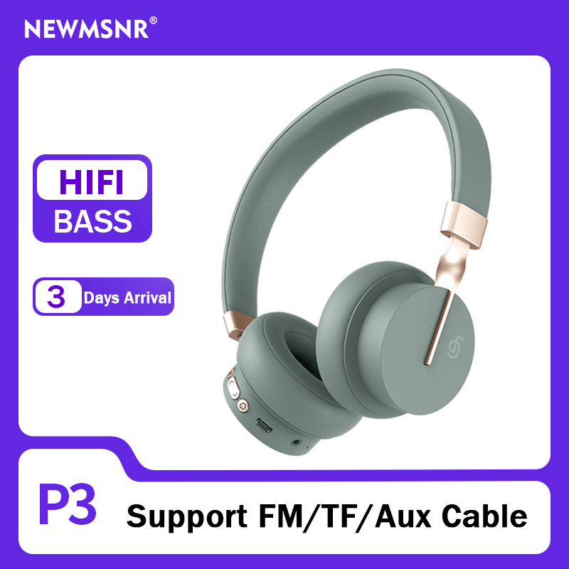 Newmsnr Hi-Fi Clear Bass Bluetooth Headphones Support FM TF Aux Cable
