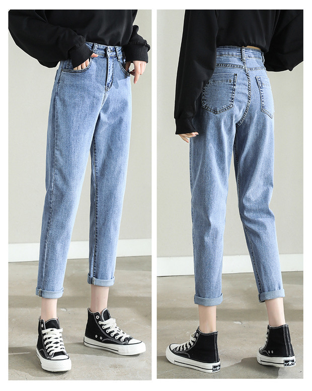 Quần jeans nữ baggy xám trơn lửng lưng cao vải Denim quần baggy nữ ống túm rộng cao cấp lưng cao