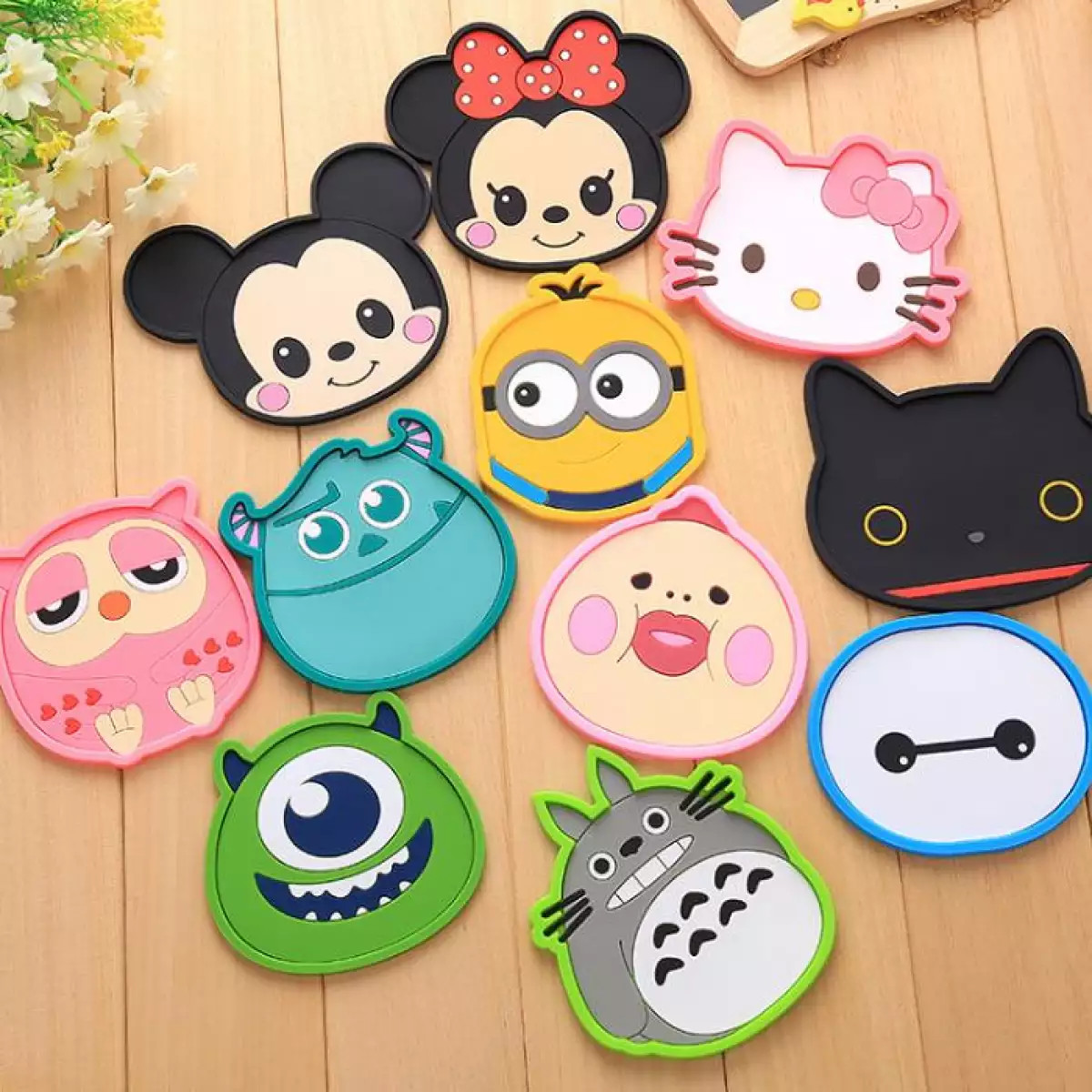 Combo 5 đế lót ly hình thú Silicon