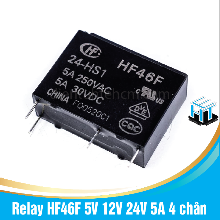 Relay HF46F 5V 12V 24V 5A 4 chân