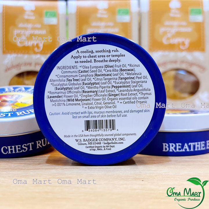 Sáp bôi ấm ngực hữu cơ Badger 56g