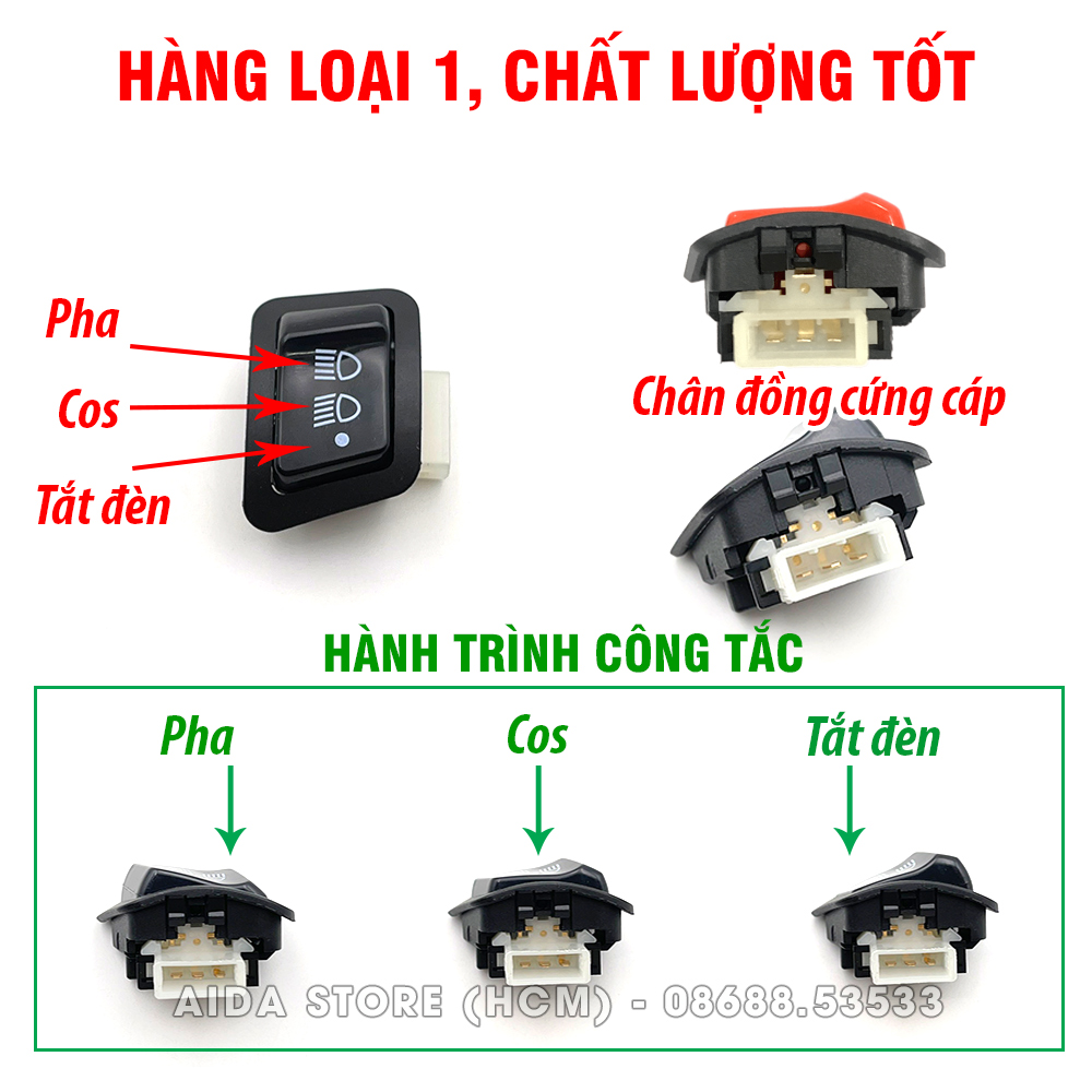 [RED] Công tắc bật tắt đèn pha cho xe Honda đời mới dùng bóng Halogen