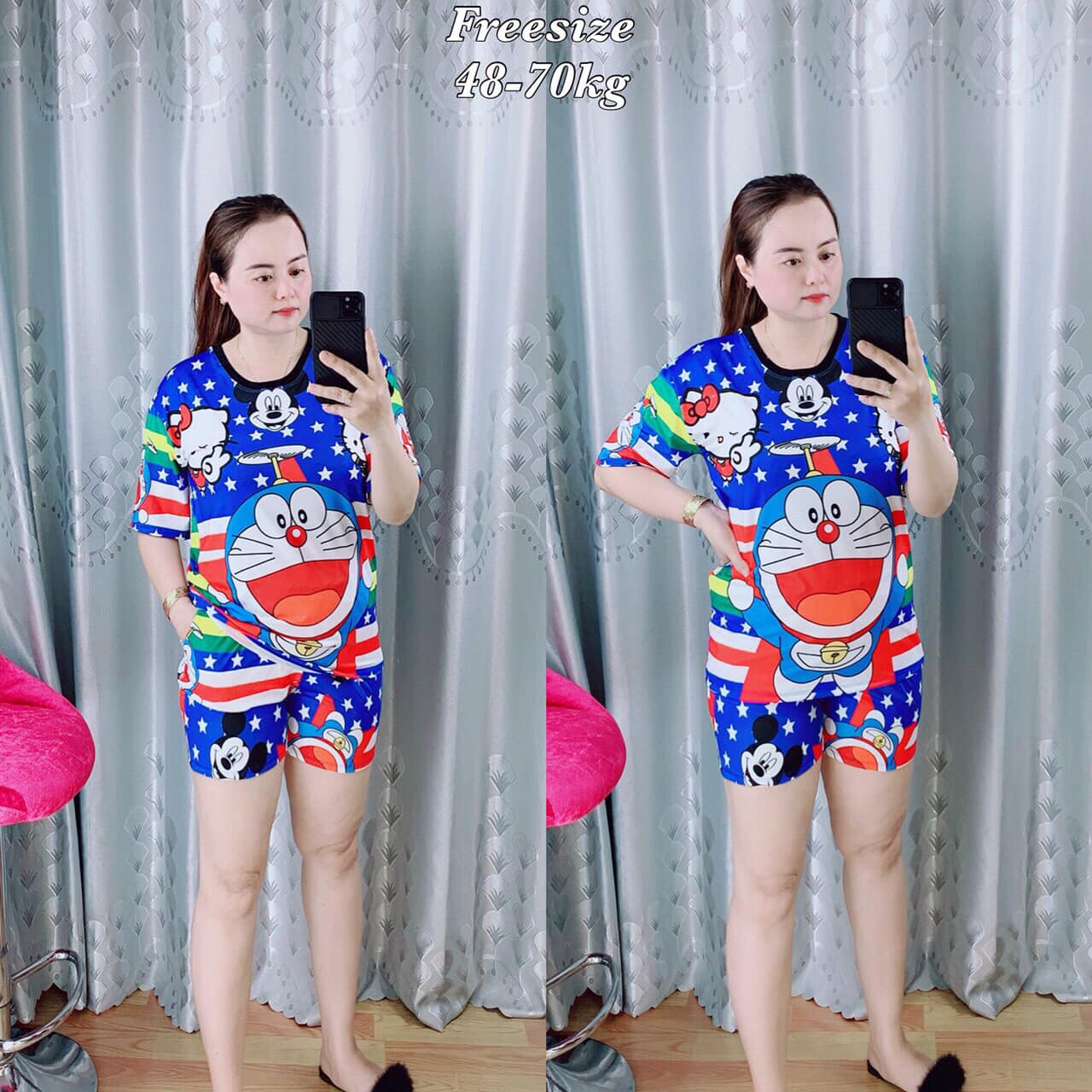 Đồ bộ lửng thun lạnh 3D hàng QC
