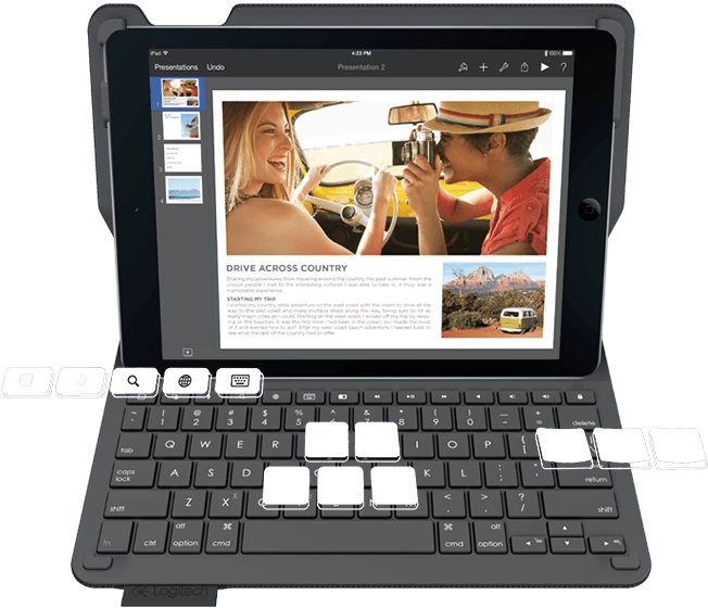 Bàn Phím Hiệu Logitech Type+ Dành cho iPad Air 2+ Cover Ngoài