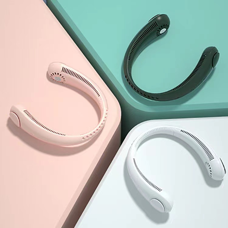 Quạt đeo cổ mini không cánh tích điện pin trâu 4000mAh, 3 cấp độ gió, kiểu dáng thời trang, quạt treo cổ siêu mát