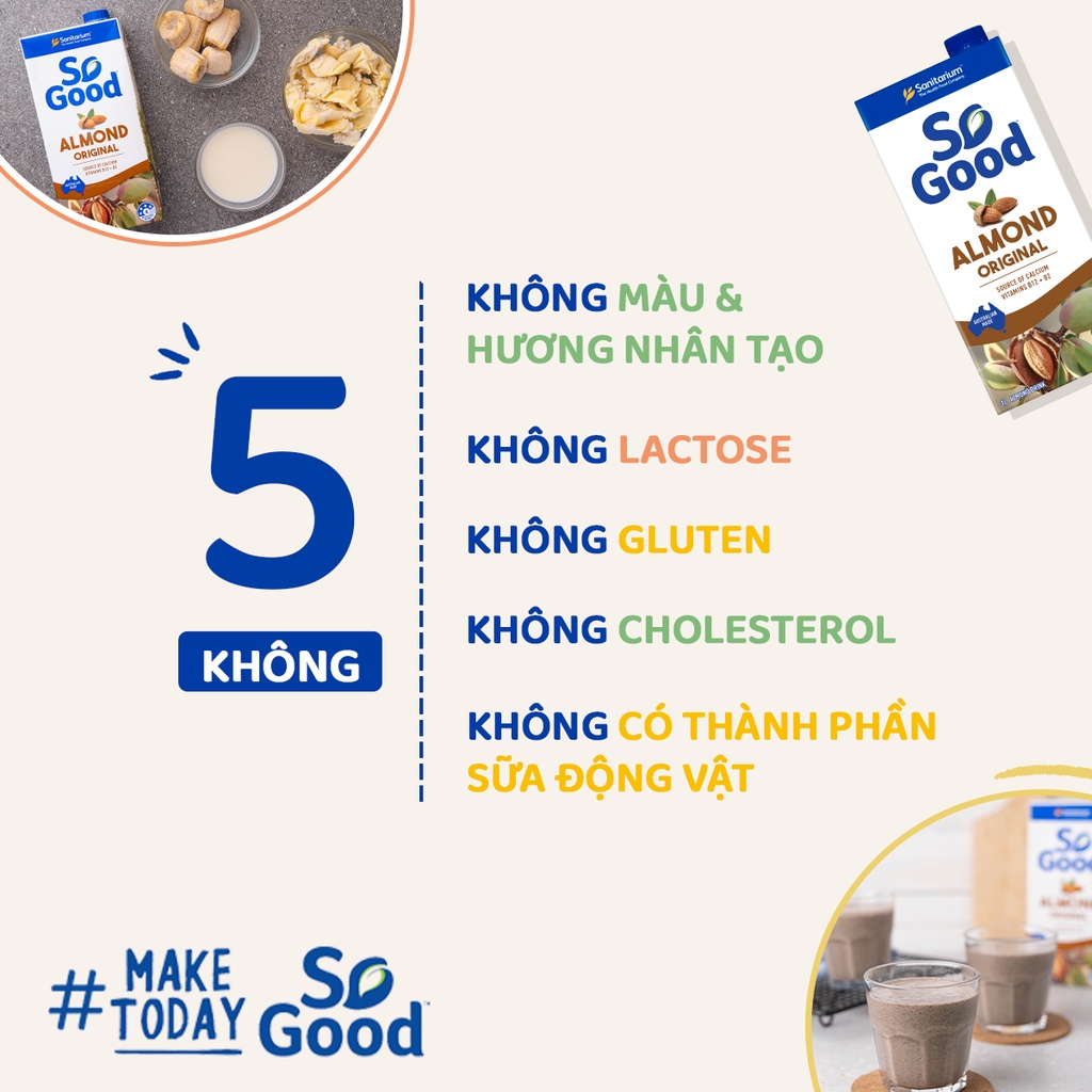 Sữa hạt hạnh nhân ít đường SO GOOD 1L - Happi
