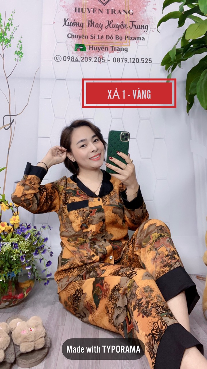 Bộ Pijama Dài Tay Chất Liệu Lụa Mango Cao Cấp