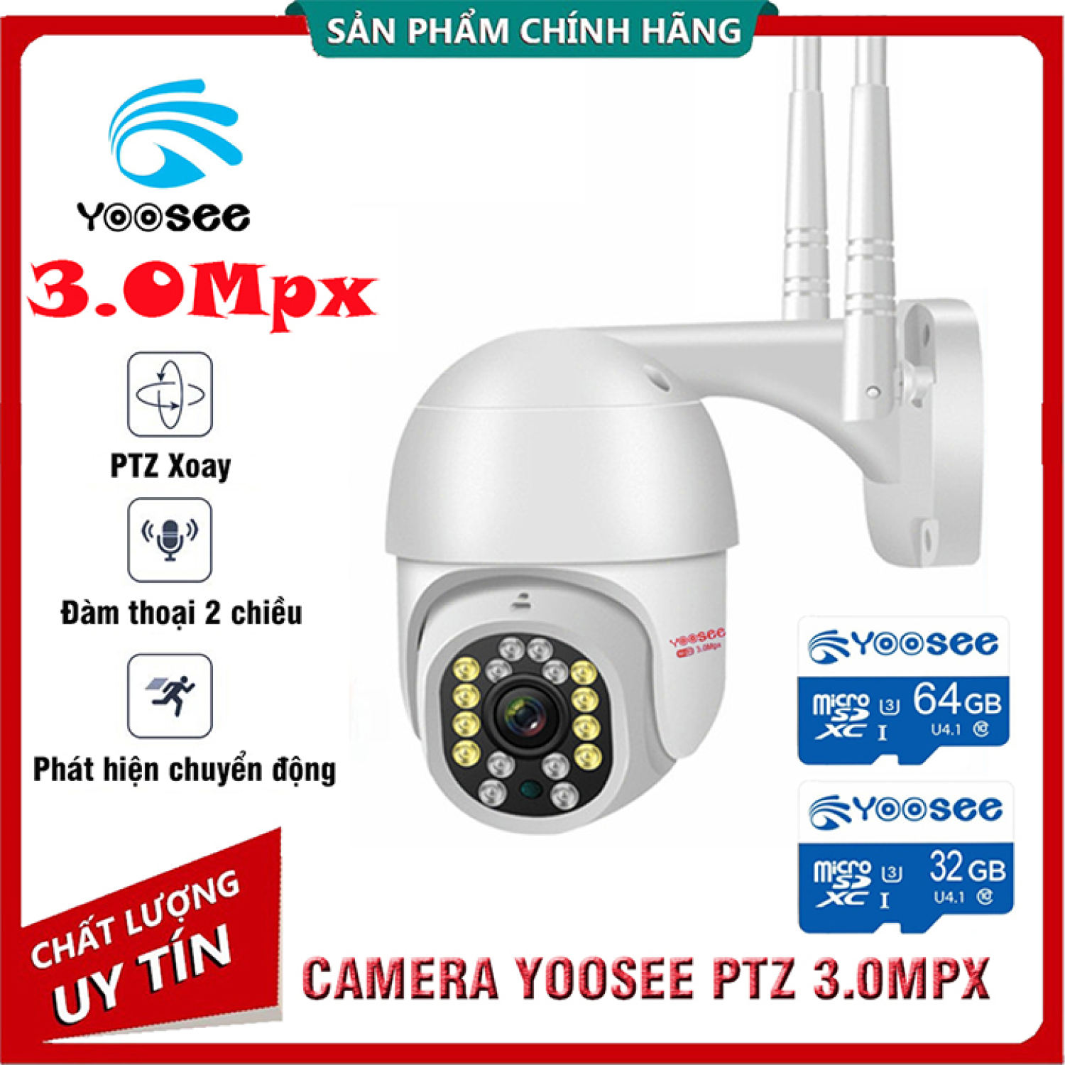 Camera Wifi Trong Nhà Ngoài Trời YOOSEE YS 8032 3.0Mpx Quan Sát 360 Độ Xem Đêm Có Màu Đàm Thoại Hai Chiều Chống Nước Phát Hiện Chuyển Động .Bảo Hành 12 Tháng