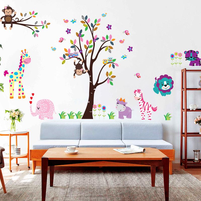 (Size lớn)Decal dán tường VUI CÙNG KHỈ CON HPMDF5099 Sticker Tranh Dán Tường -- Decal dán tường cho bé - Decal dán tường động vật