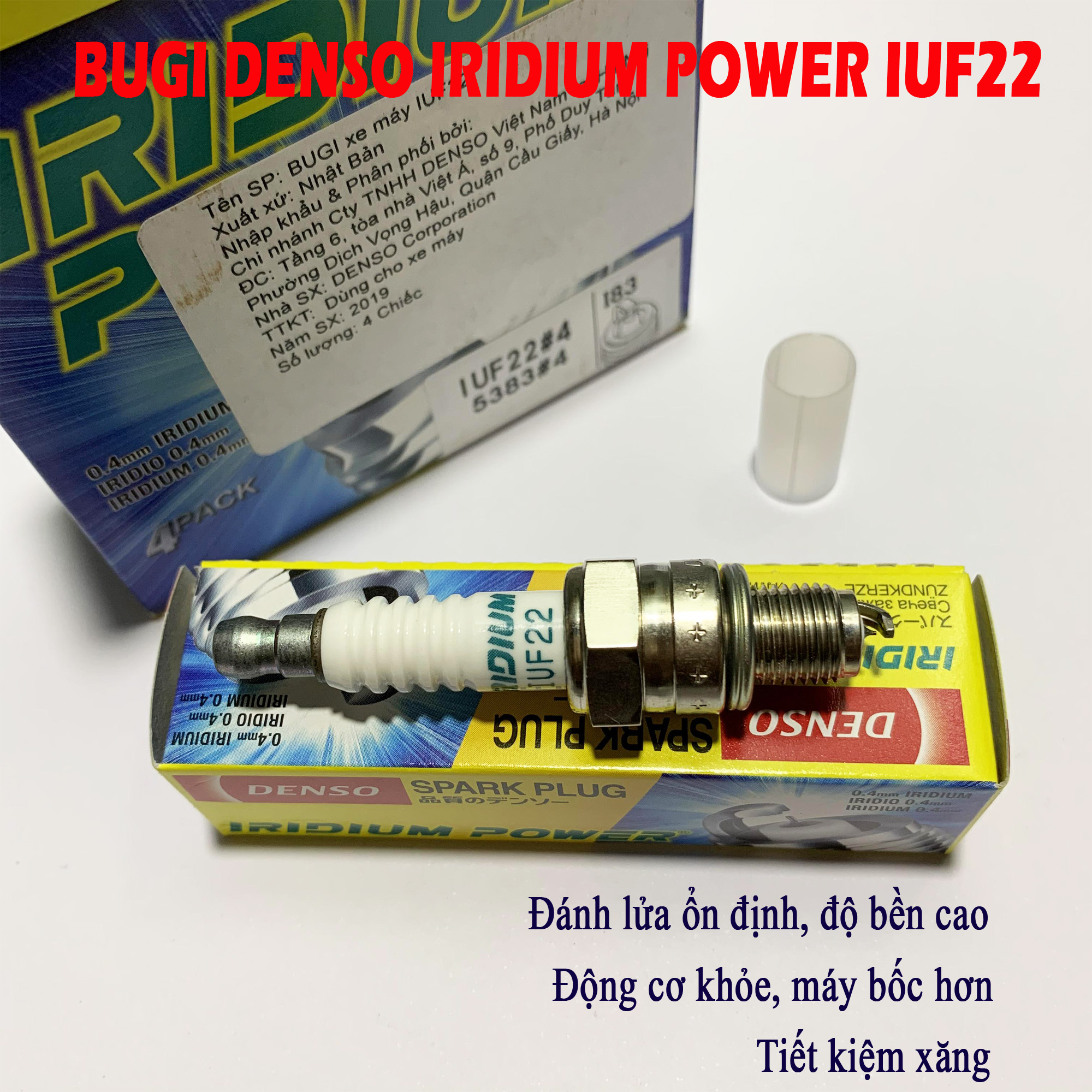 Bugi bạch kim cho Wave Alpha - DENSO IRIDIUM POWER IUF22