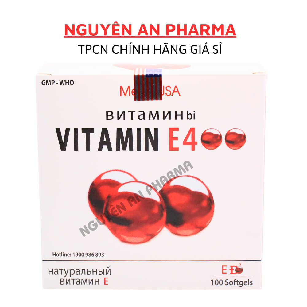 Viên uống vitamin E đỏ hỗ trợ sáng da, mờ thâm VitaminE 400 lô hội trắng da, giảm nhăn nheo - 100 Viên VITAMIN E ĐỎ