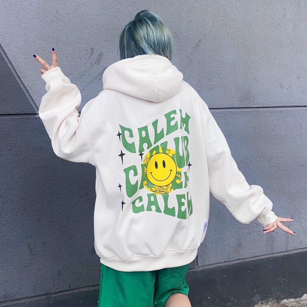 Áo khoác hoodie dây kéo clem phối mặt cười chữ sắc màu, áo khoác nỉ form rộng dễ thương tp938