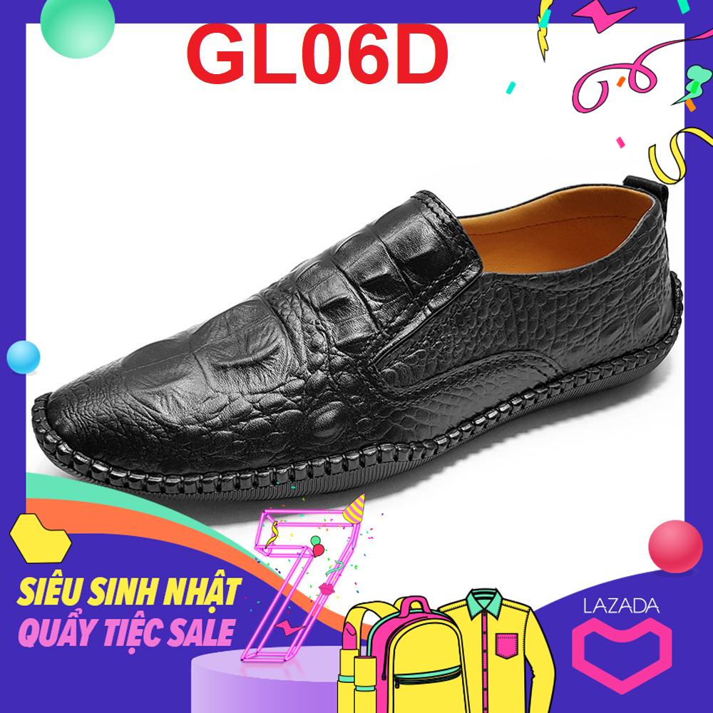 Giày Lười Nam Da Bò Thật Vân Cá Sấu Siêu Mềm Ensado GL06MC (Đen - Nâu)