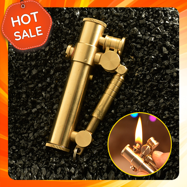{ HOT SALE } Hộp Quẹt Bật Lửa Xăng TEAM PISTOL Làm Bằng Đồng Nguyên Khối Đánh Lửa Retro Màu Vàng - Dùng Xăng Bấc Đá Zippo Cao Cấp