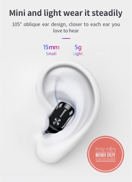 Tai nghe Bluetooth Baseus Encok Wireless Earphone A03 (Bluetooth V5.0, Voice Assitant, Charging Case, Waterproof)