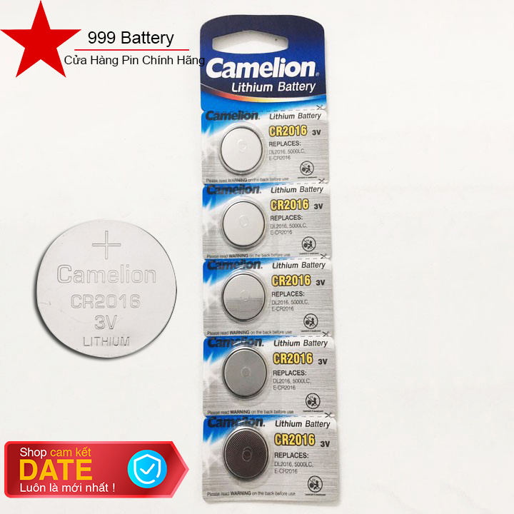 Pin cúc áo cr2016 camelion lithium 3v - vỉ 5 viên chính hãng