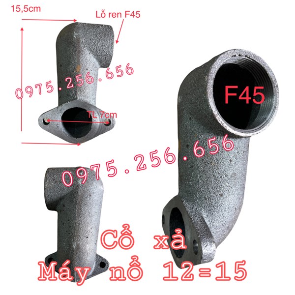 Cổ xả máy nổ 12=15 phụ tùng máy nổ phụ tùng máy nông nghiệp phụ tùng Hùng Lỳ