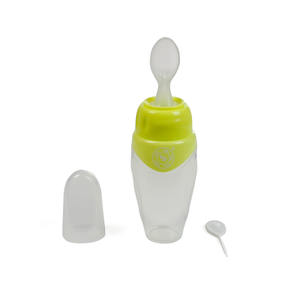 Bình muỗng ăn dặm silicone mềm 150ml, AM55103 (Xanh lá)