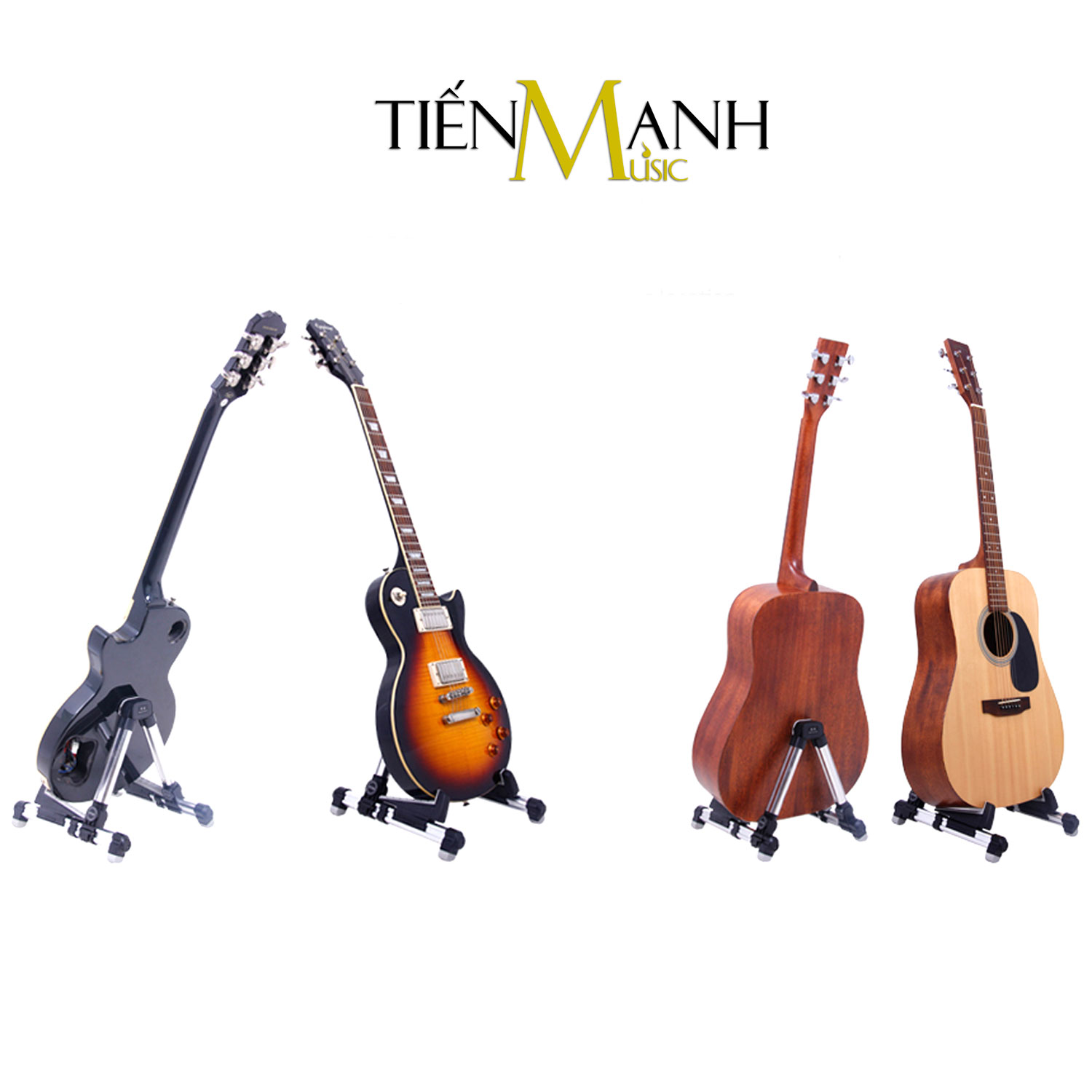 [Chính Hãng] Aroma AGS-08 (Màu Bạc) Giá Để Đàn Guitar, Ukulele, Violin, Mandolin (Loại gấp nhỏ gọn AGS08 Stand - Kệ chân đỡ chữ A cho Ghi-ta Acoustic, Classic, Điện, Electric, Bass)