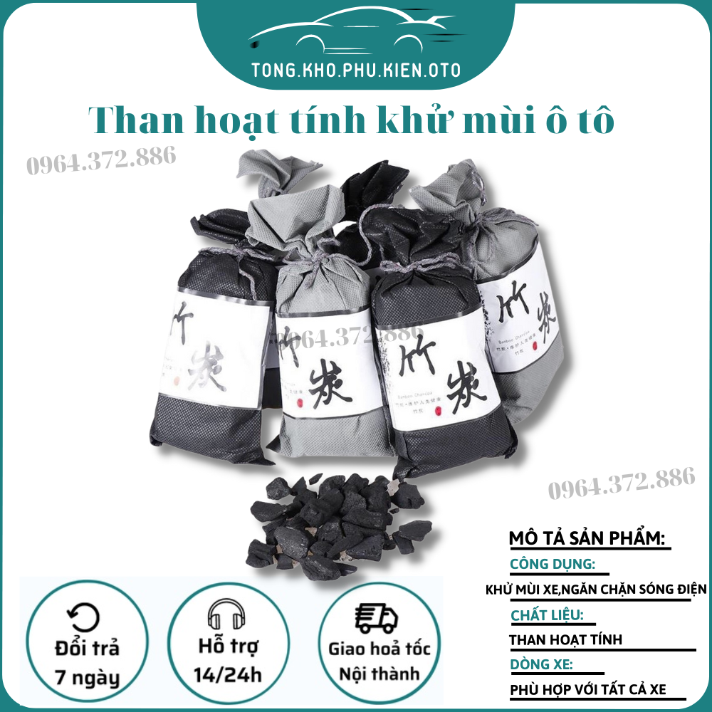 Than hoạt tính khử mùi ẩm mốc, hút ẩm trong ô tô, trong phòng túi 100g