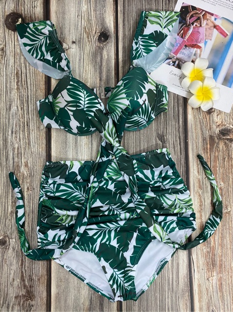 [HCM]Bikini lá xanh mút dày nâng ngực