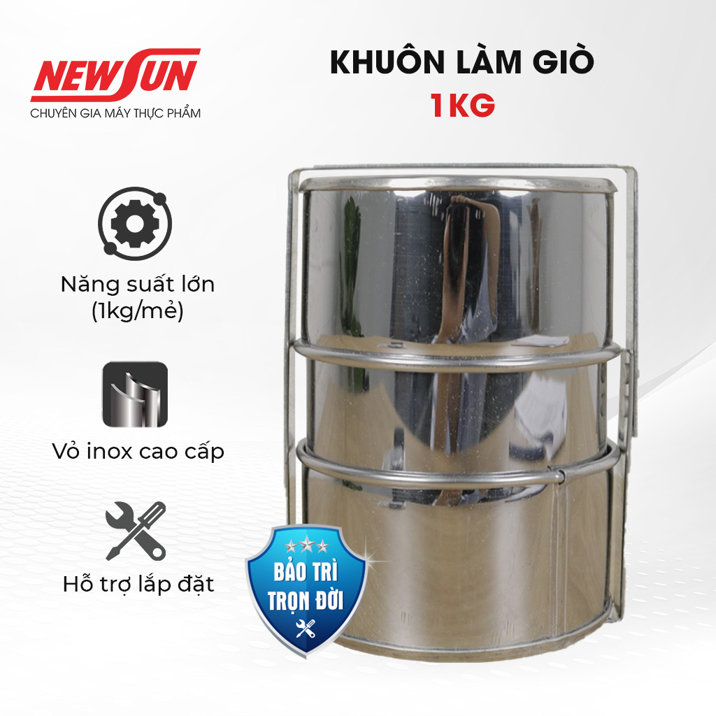 Khuôn làm giò inox 1 kg NEWSUN- khuôn chắc chắn đảm bảo chất lượng giò thơm ngon