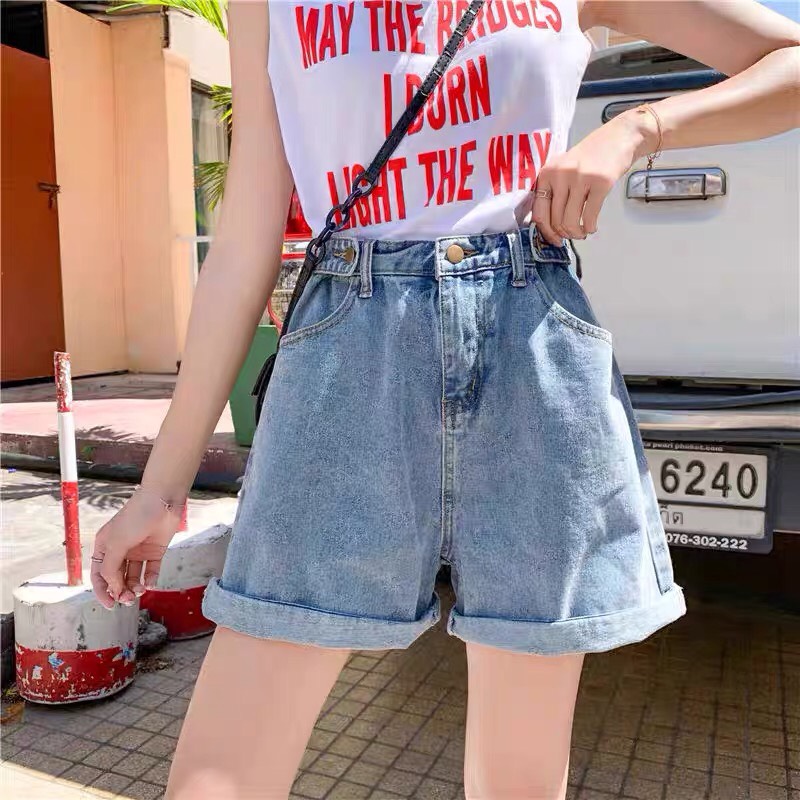 Quần short sắn gấu, quần short cạp cao phong cách C3