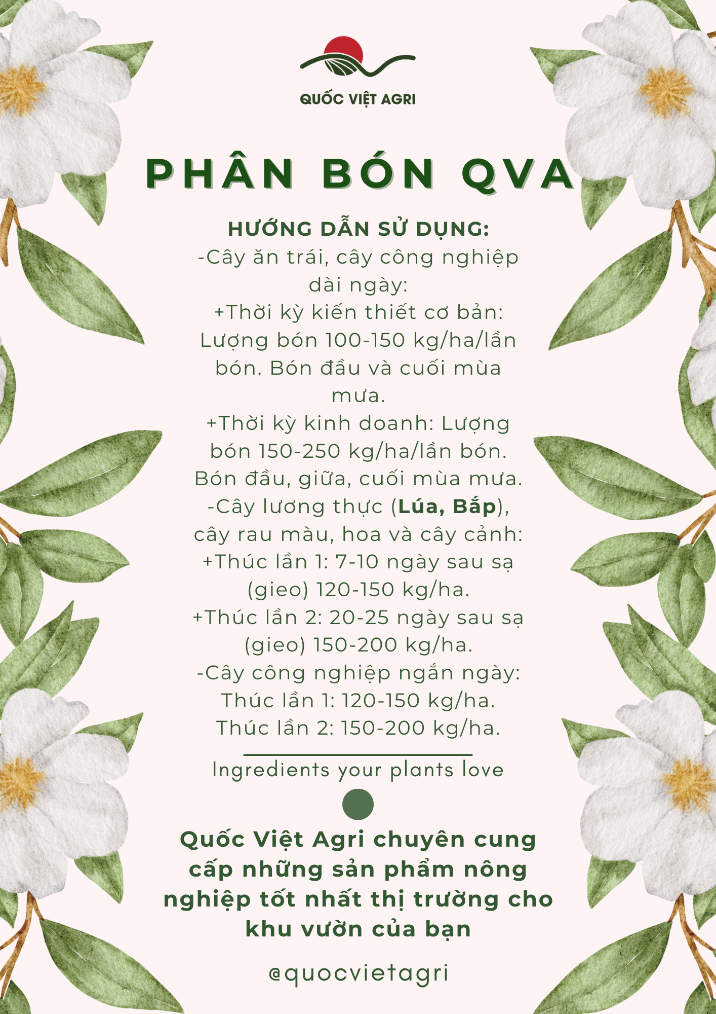 Phân bón NPK QVA 20-20-15+TE (500g-3kg)