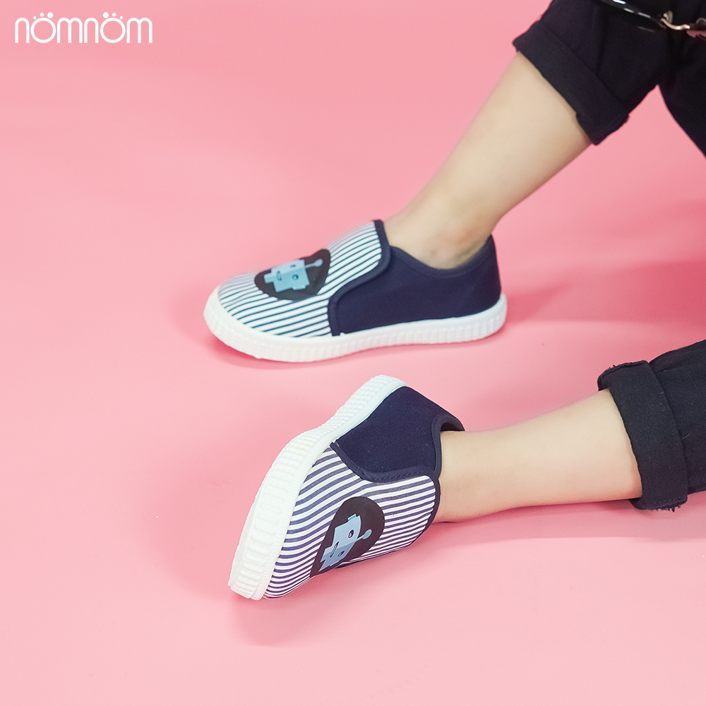 Shoes slipon boys NomNom EPB1934 plaid blue