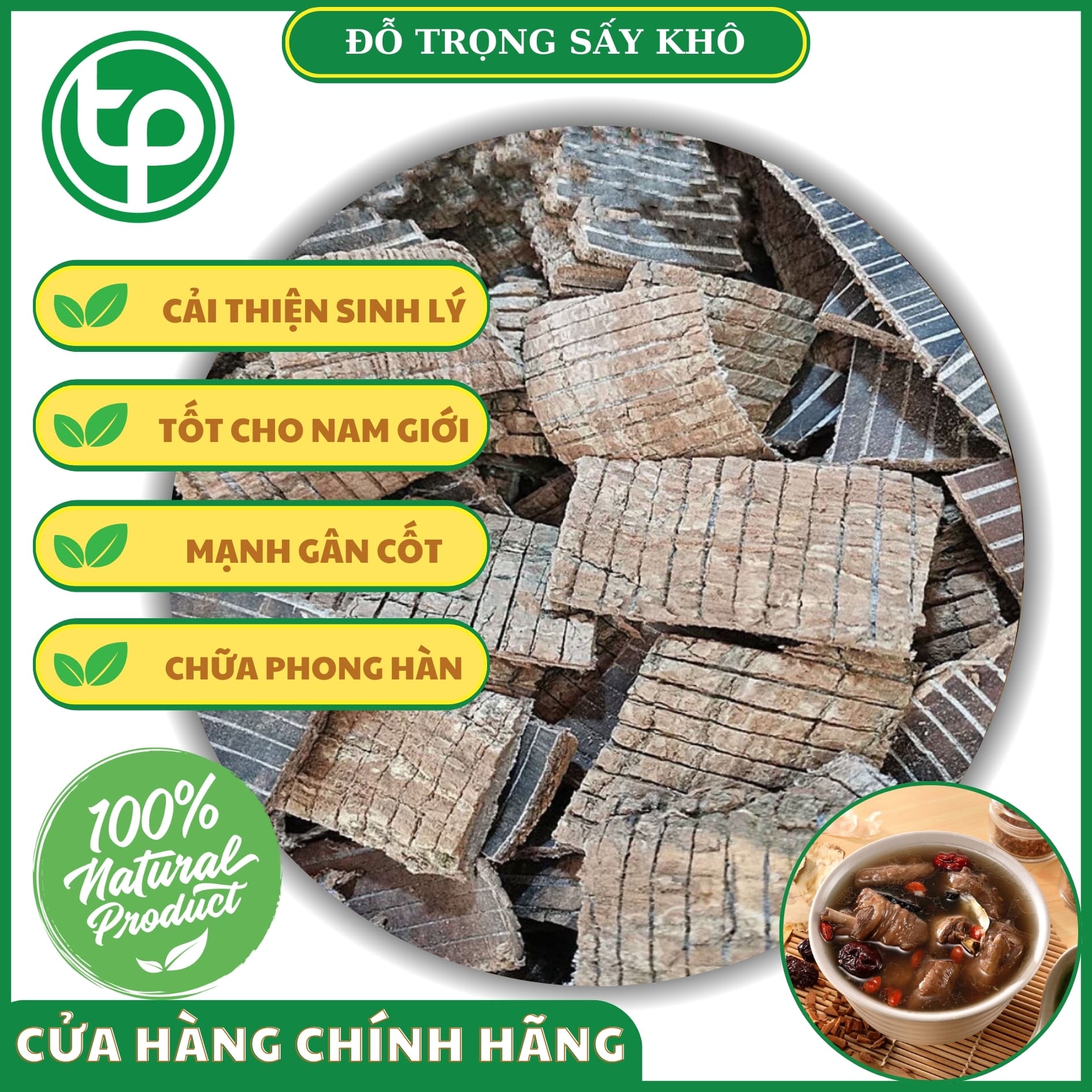 Đỗ trọng khô 500g - Thảo Dược Tấn Phát