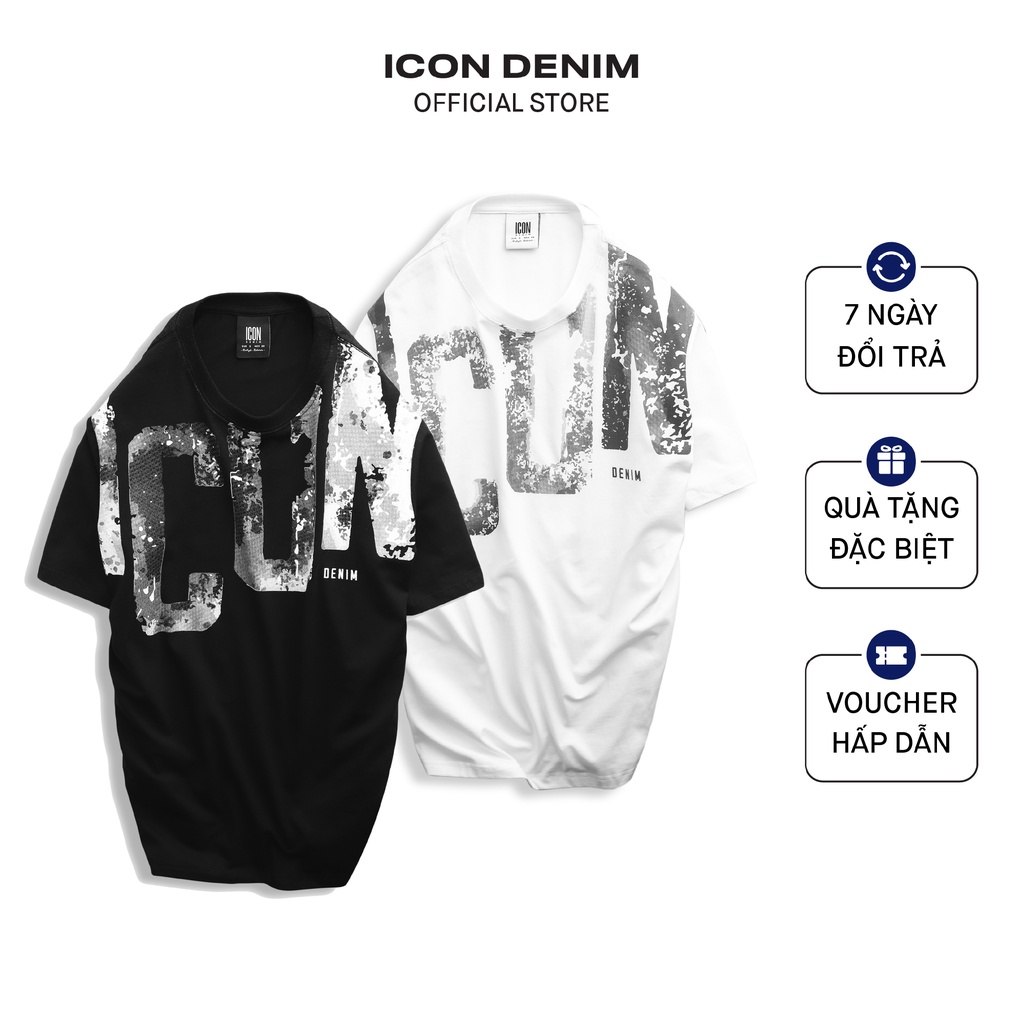 LUCKÁo Thun Nam Cotton ICON DENIM Regular Form Text Printed ATID0054