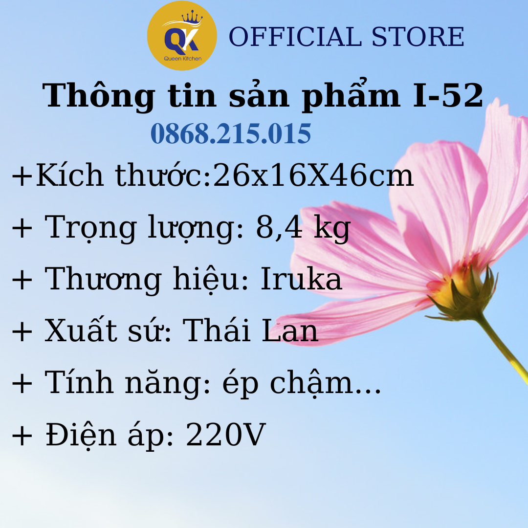 Thanh lý Máy ép chậm Iruka I-52, TÌNH TRẠNG SP 90-98%