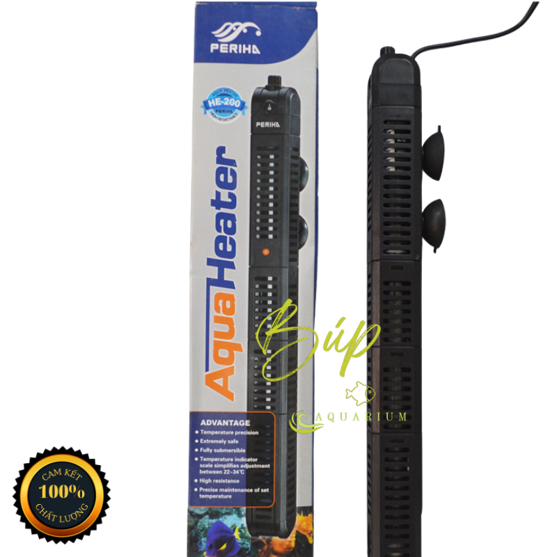 Sưởi hồ cá periha he có vỏ bọc an toàn chống bỏng công suất 200w, 300w