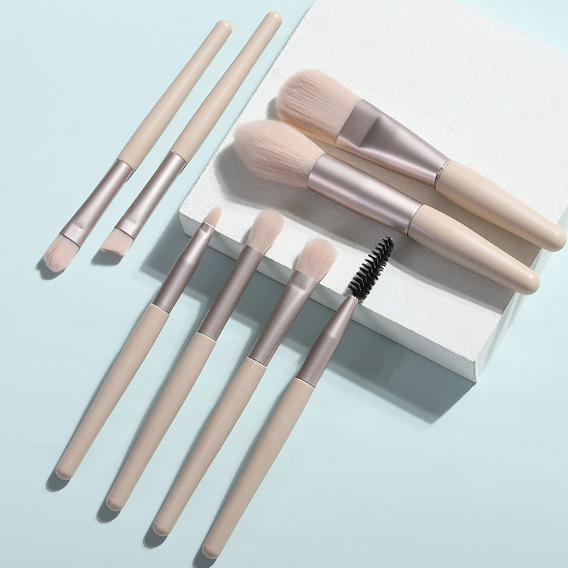 8 PCs cosmetic brush set with zipper vintage bag