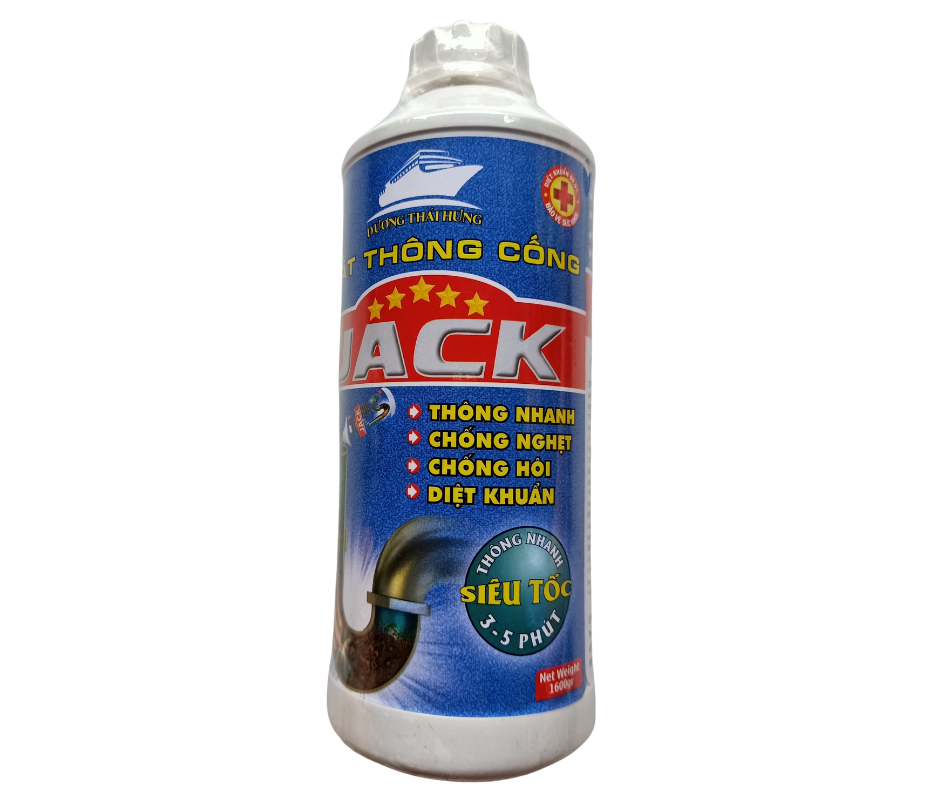 Hóa Chất Thông Cống Siêu Mạnh (Chai 1,6kg)(Thương Hiệu JACK) Xử lý tắt nghẽn 3-5 phút (cần đọc kĩ hướng dẫn trước khi sử dụng)
