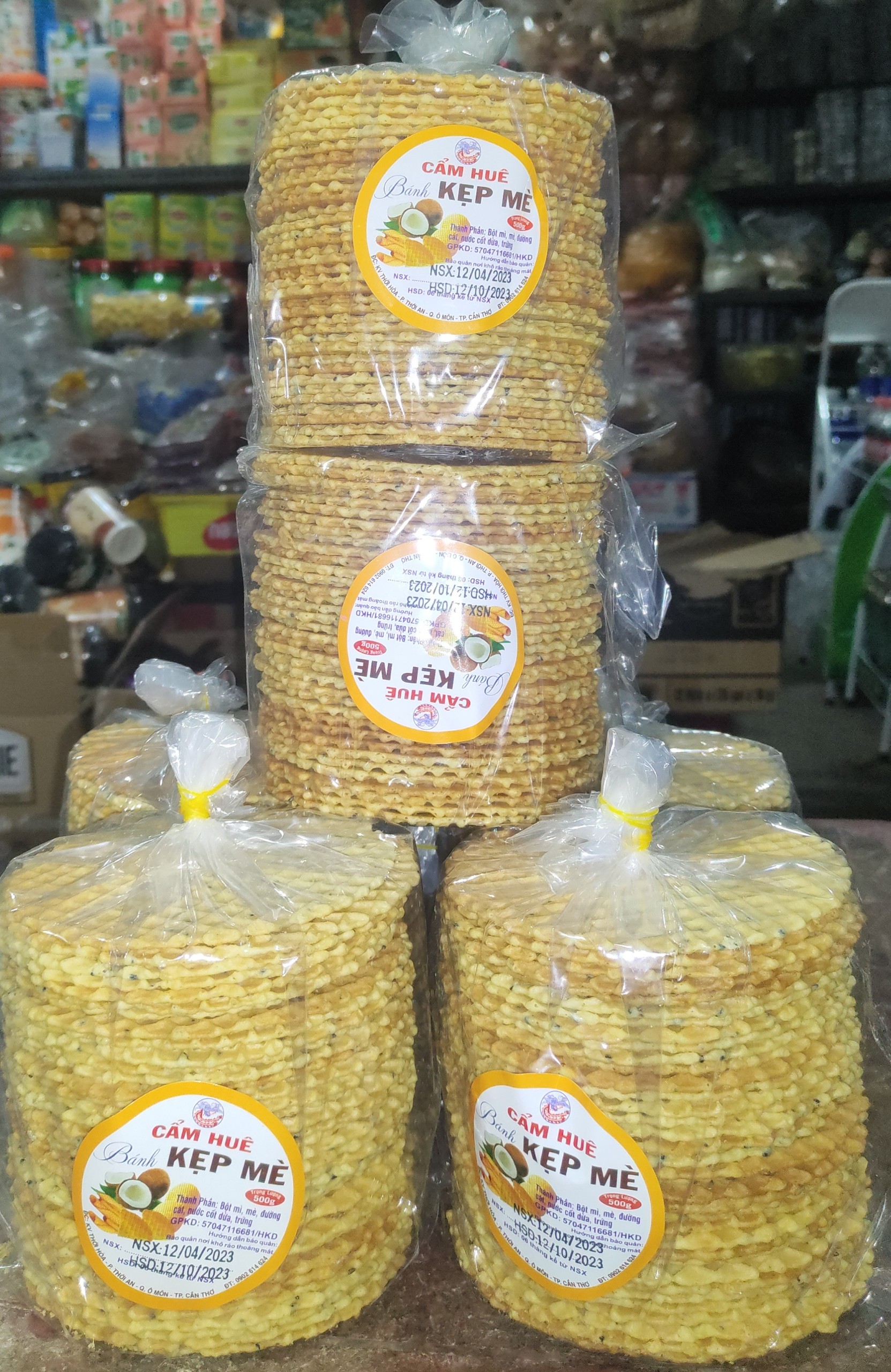Bánh Kẹp Mè Cẩm Huê 500g (Shạp Bánh Hoàng Yến)