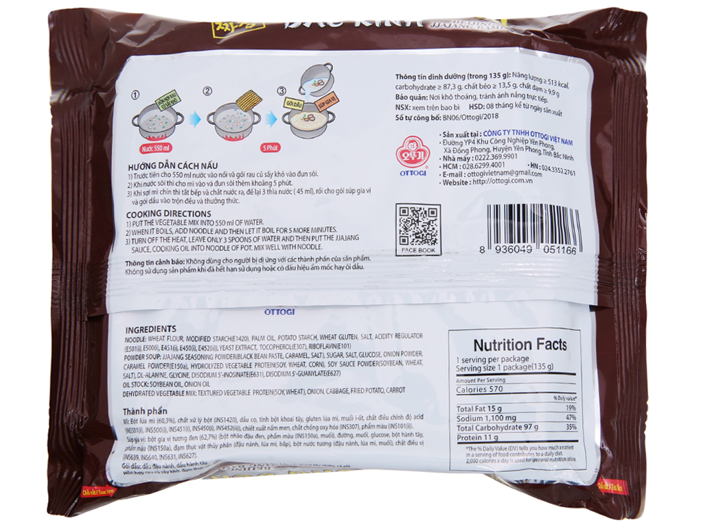 [Siêu thị WinMart] - Mì tương đen bắc kinh Ottogi gói 135g