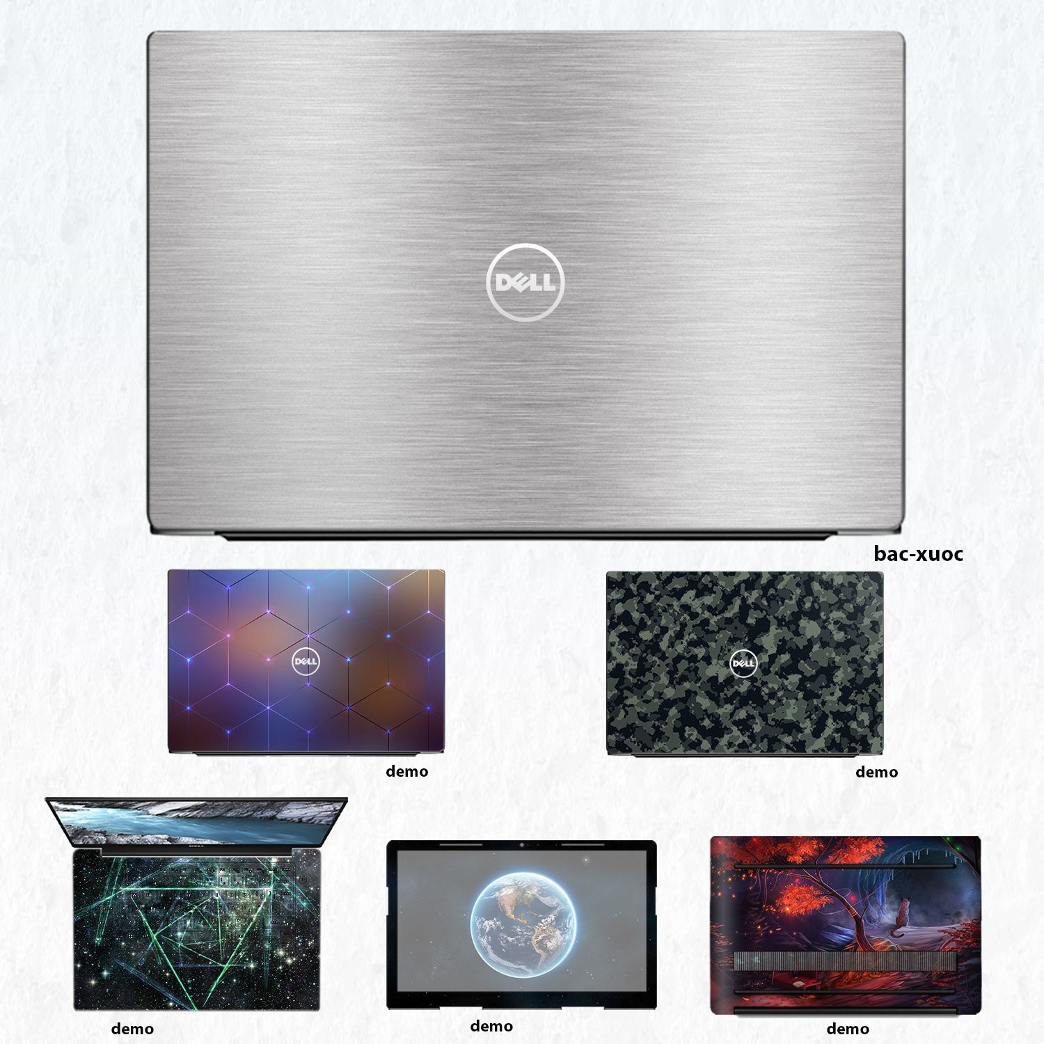 Decal Skin dán Laptop Dell mẫu bạc xước inbox mã máy cho shop