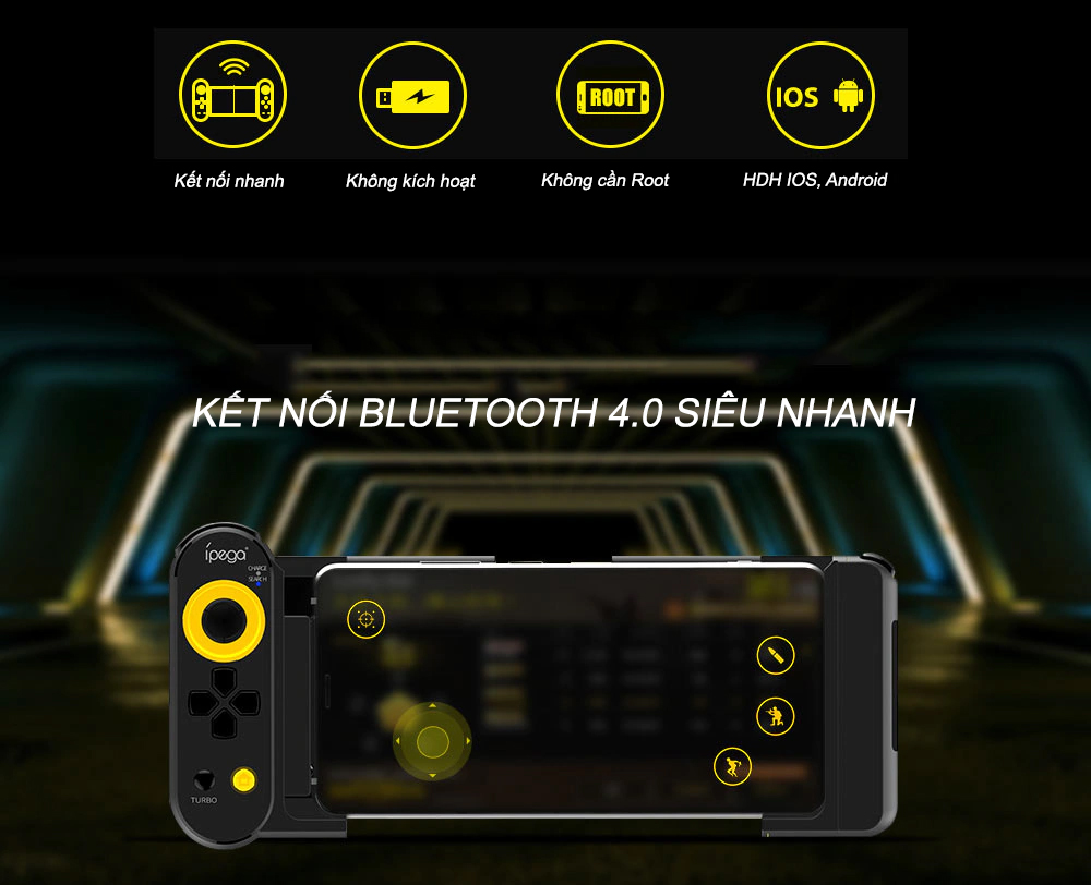 Tay cầm chơi game Bluetooh cho điện thoại IPEGA 9167,Liên quân, Freefire,Fifa,COD,Pes
