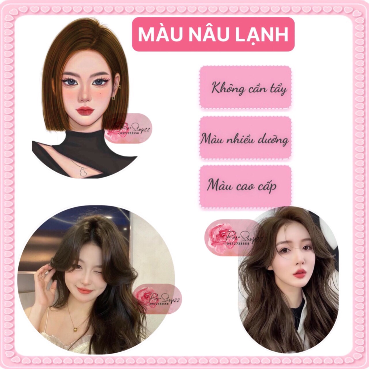 Combo Thuốc Nhuộm Tóc Cao Cấp (Màu Nâu Lạnh) Không Cần Tẩy