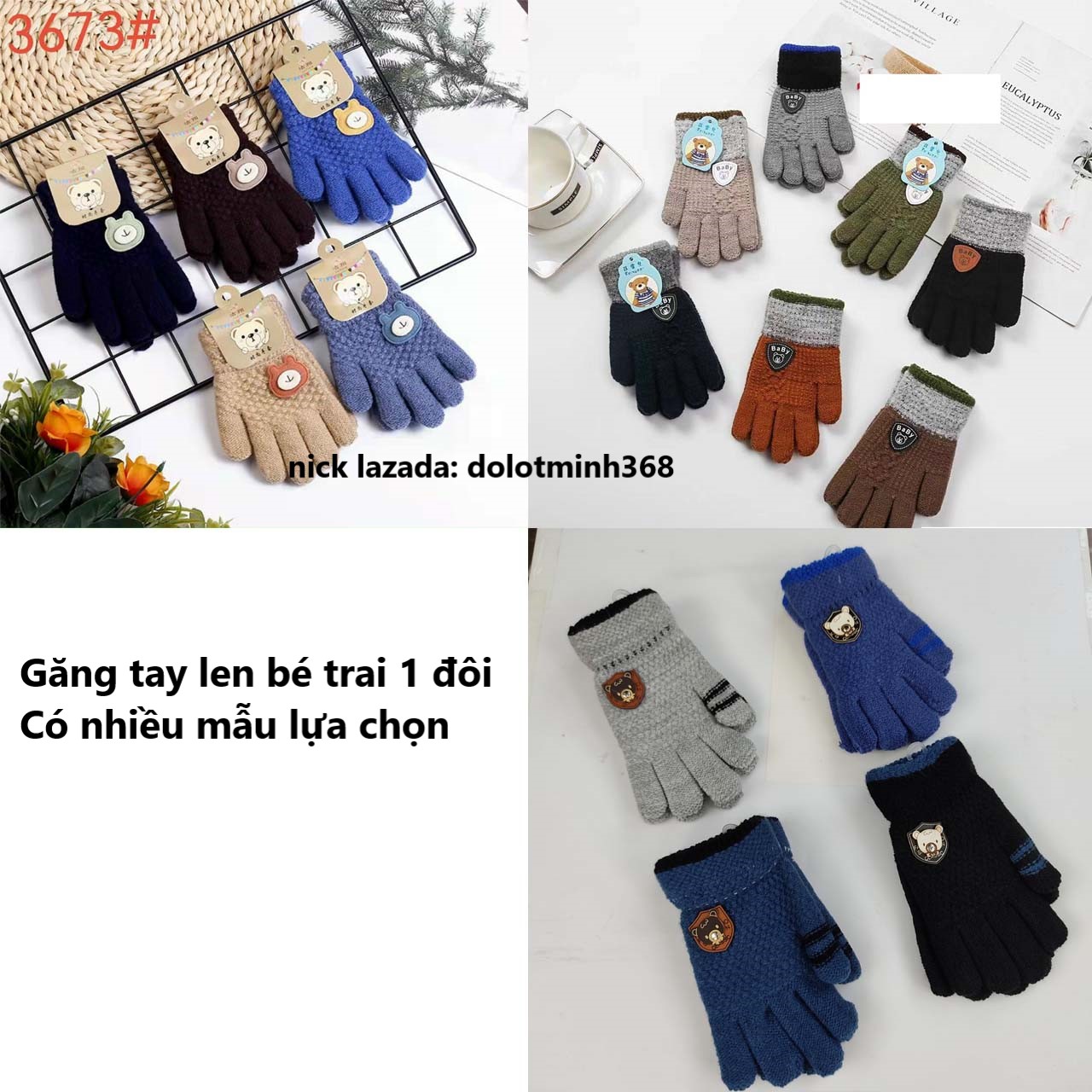 Găng tay len bé trai (1đôi) size từ 3-6 tuổi