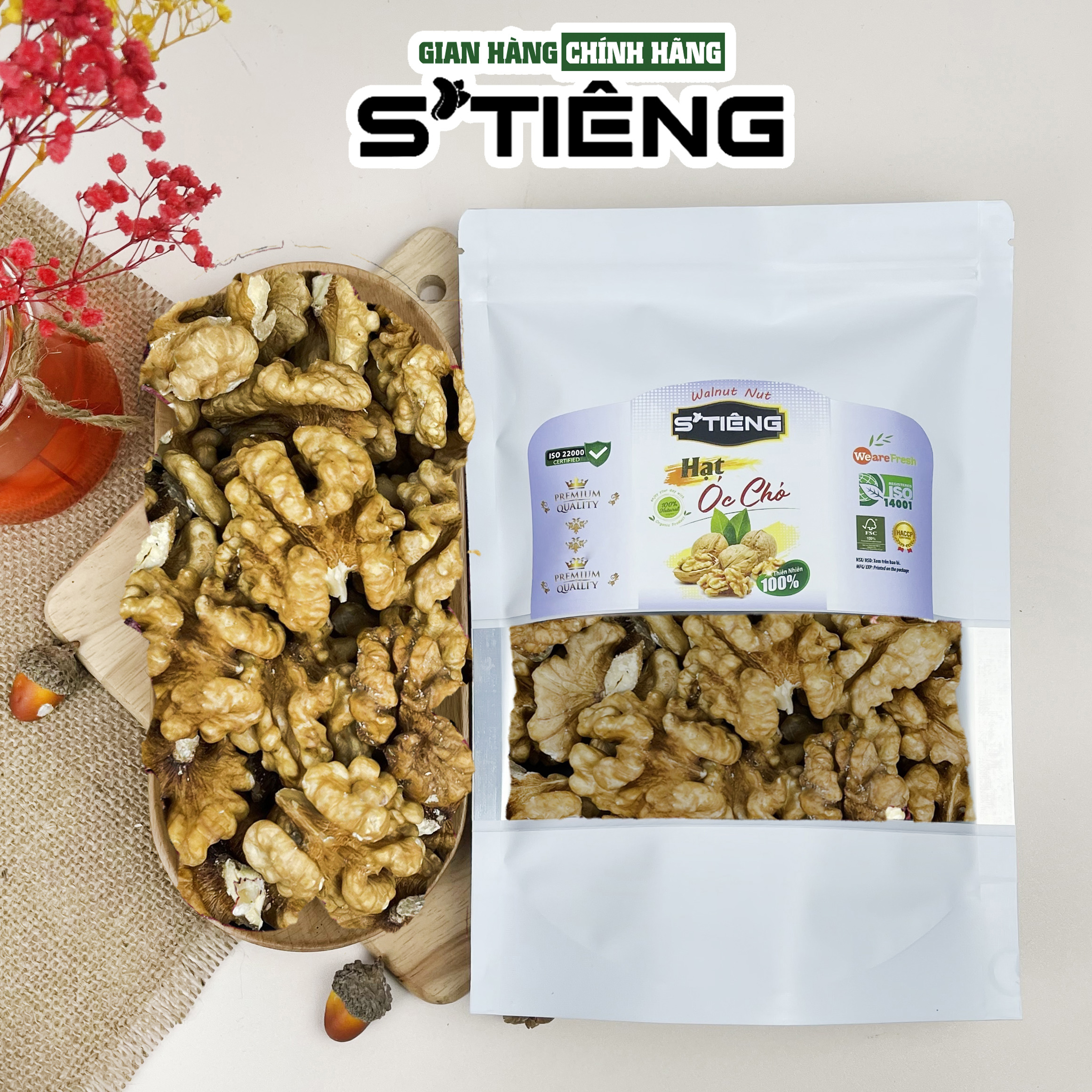 Nhân Hạt Óc Chó Vàng Sạch Vỏ STIÊNG